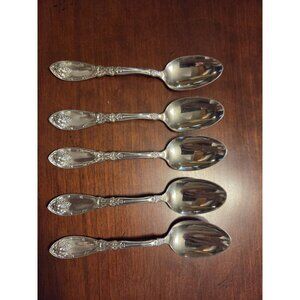 5 Antique 1881 Rogers LA VIGNE GRAPE 1908 Silverplate 5 Teaspoons‎ Spoons